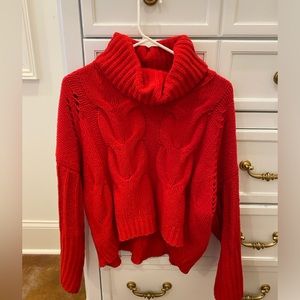 Red turtle neck sweater